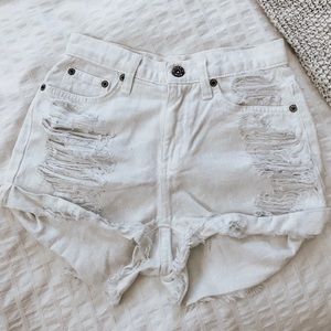 Carmar White Distressed High-waisted Denim Shorts
